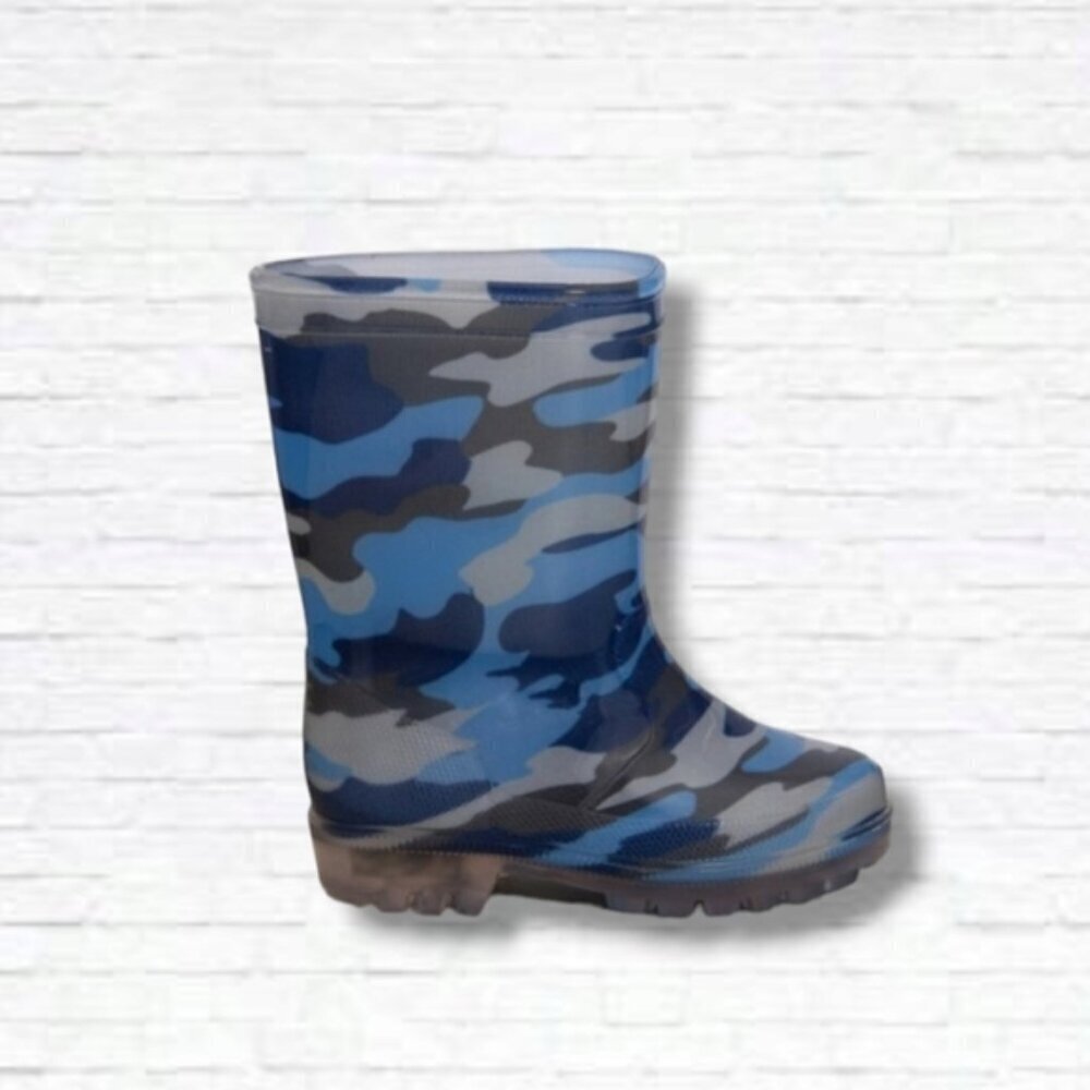 3/$30 ❤️ Elements Blue Camo Toddler Light Up Waterproof Rainboots Size 7 T